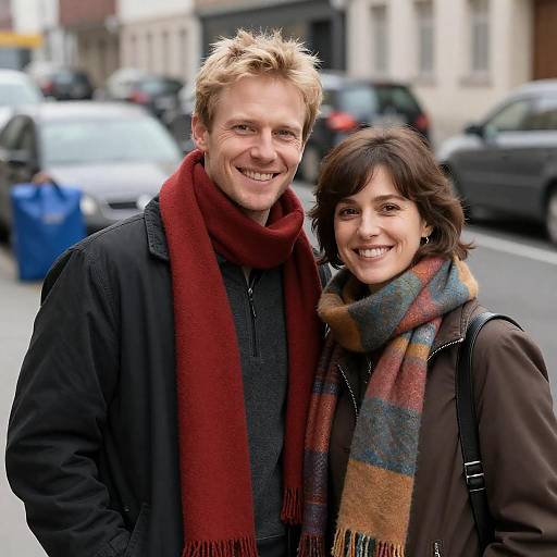 Smiling Couple on City Street