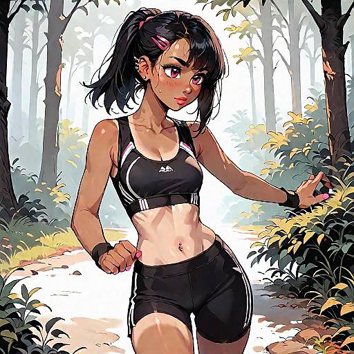 Anime Style Athletic Woman Outdoors