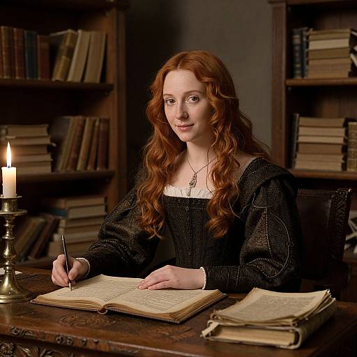 Renaissance Woman in Historic Study