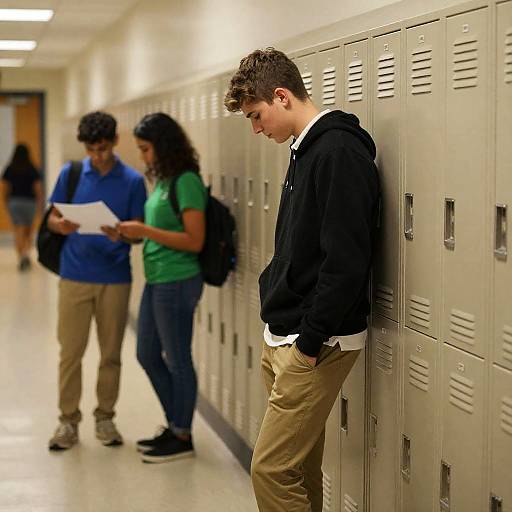 High School Hallway With Students