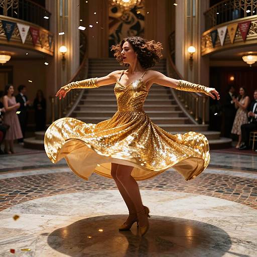 Energized Jazz Dance Soloist Spinning