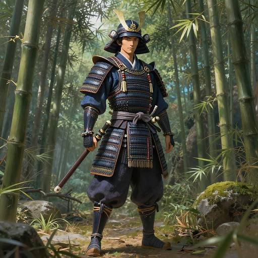 Celestial Samurai in Bamboo Forest