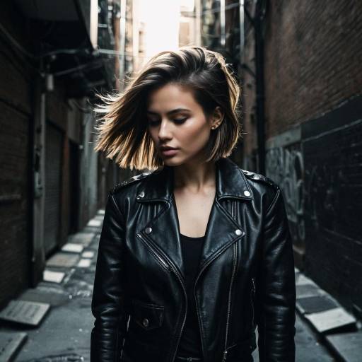 Woman with Choppy Cut Hair in Urban Alley