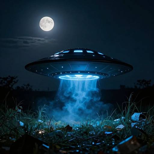 Ominous Blue Glow UFO Scene