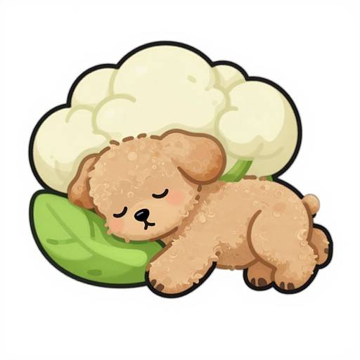 Sleeping Tan Miniature Poodle Illustration
