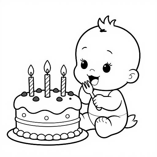 Baby Taz Birthday Cake Coloring Page