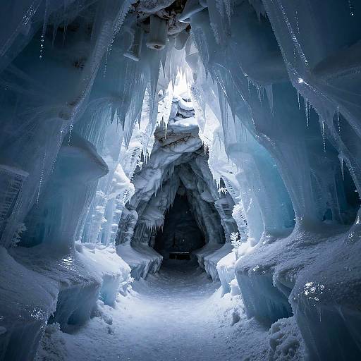 Crystallized Ice Cave Interior Scene