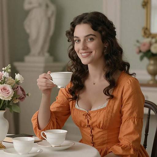 18th-Century Woman at Tea Portrait