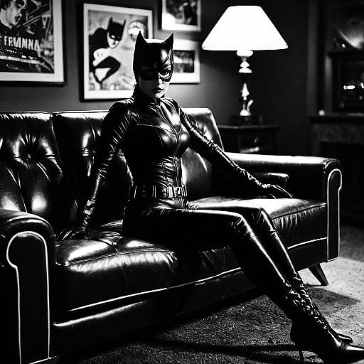 Catwoman in Retro Living Room