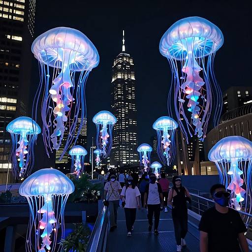 Bioluminescent Jellyfish Cityscape