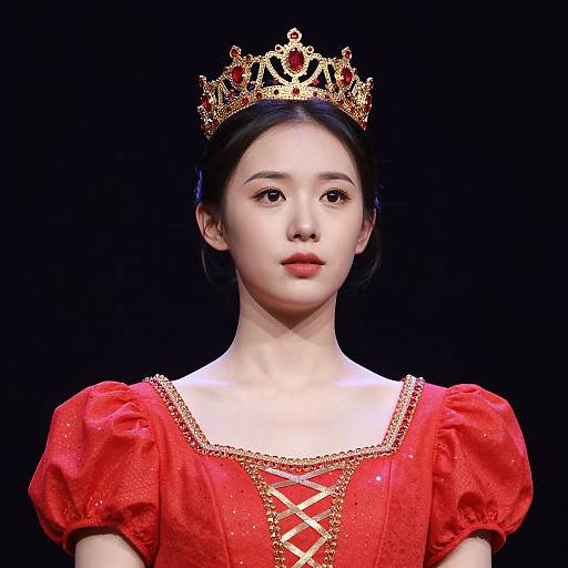 Regal Woman in Red Dress