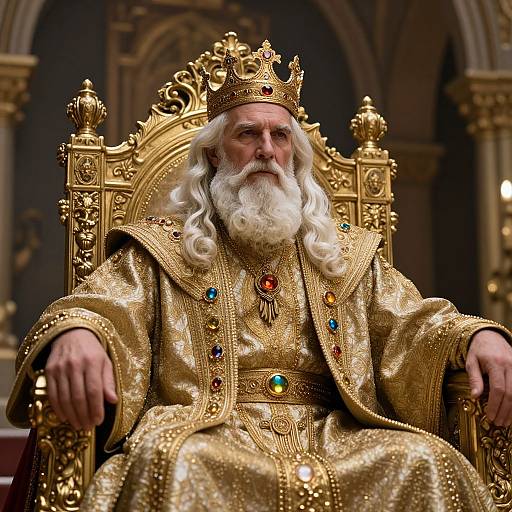 Regal Elder King on Ornate Throne