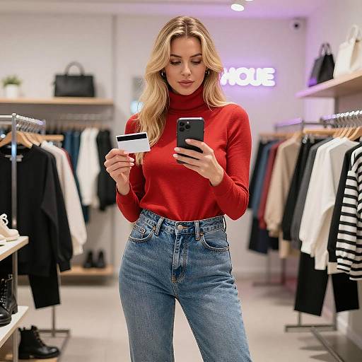 Blonde Woman Shopping in Clothing Store