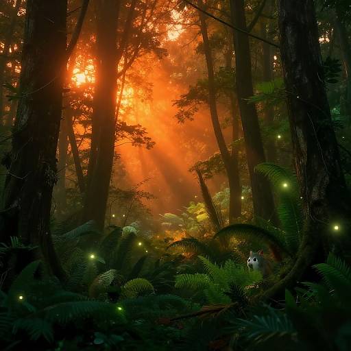 Ethereal Orange Mystical Forest Sunset