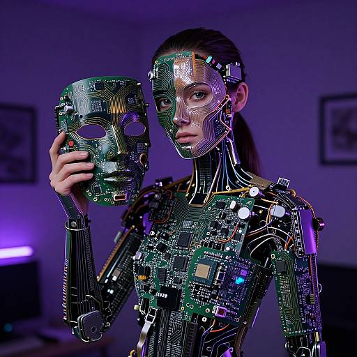Cybernetic Woman with Detachable Circuit Face