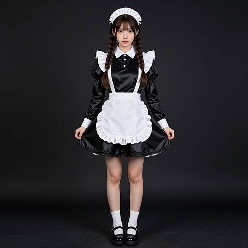 Realistic Asian Maid in Latex Costume