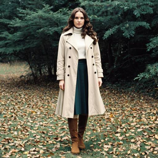 Vintage Elegance Woman in Beige Trench Coat