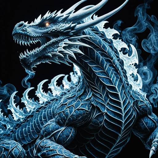 Ethereal Ice Dragon with Fractal Smoke