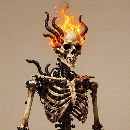 Mechanical Skeleton with Flaming Crown