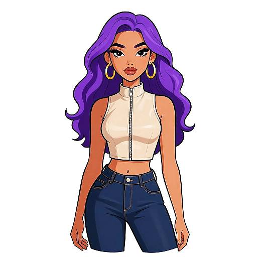 Urban Chic Woman with Purple Hair