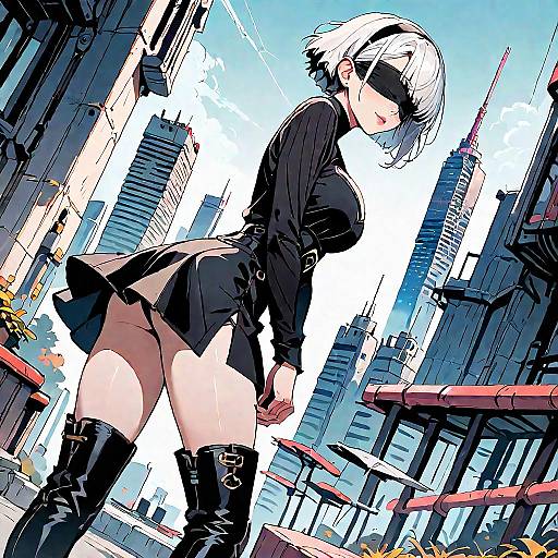 2B-Inspired Blindfolded Robot Cowboy Shot