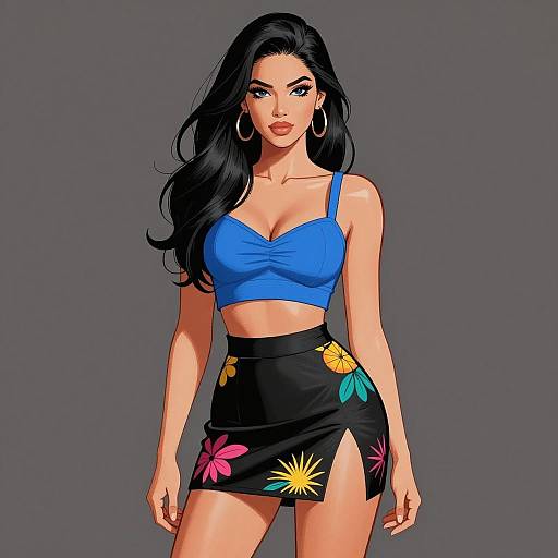 Stylish Confident Woman in Comic Art