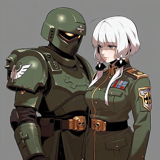 Illustration of Astra militarum, warhammer 40k in the style of Redlhzz