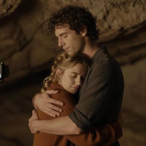 Romantic Embrace in a Dim Cave