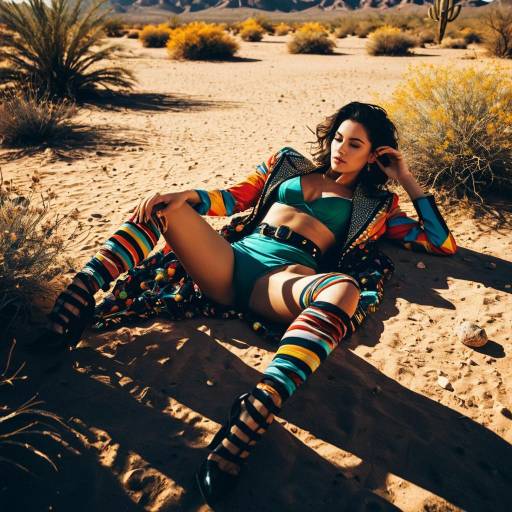 Fashion Model Reclining in Desert