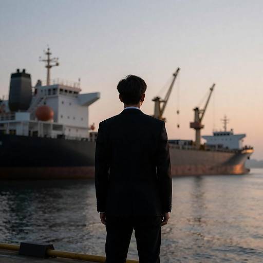 Twilight Silhouette of Man on Dock