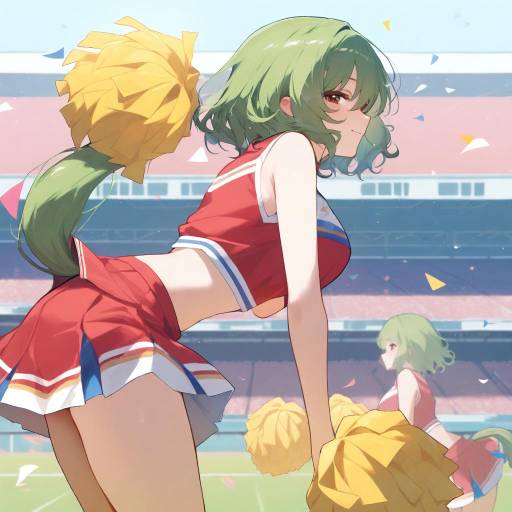 Dynamic Cheerleader with Red Attire