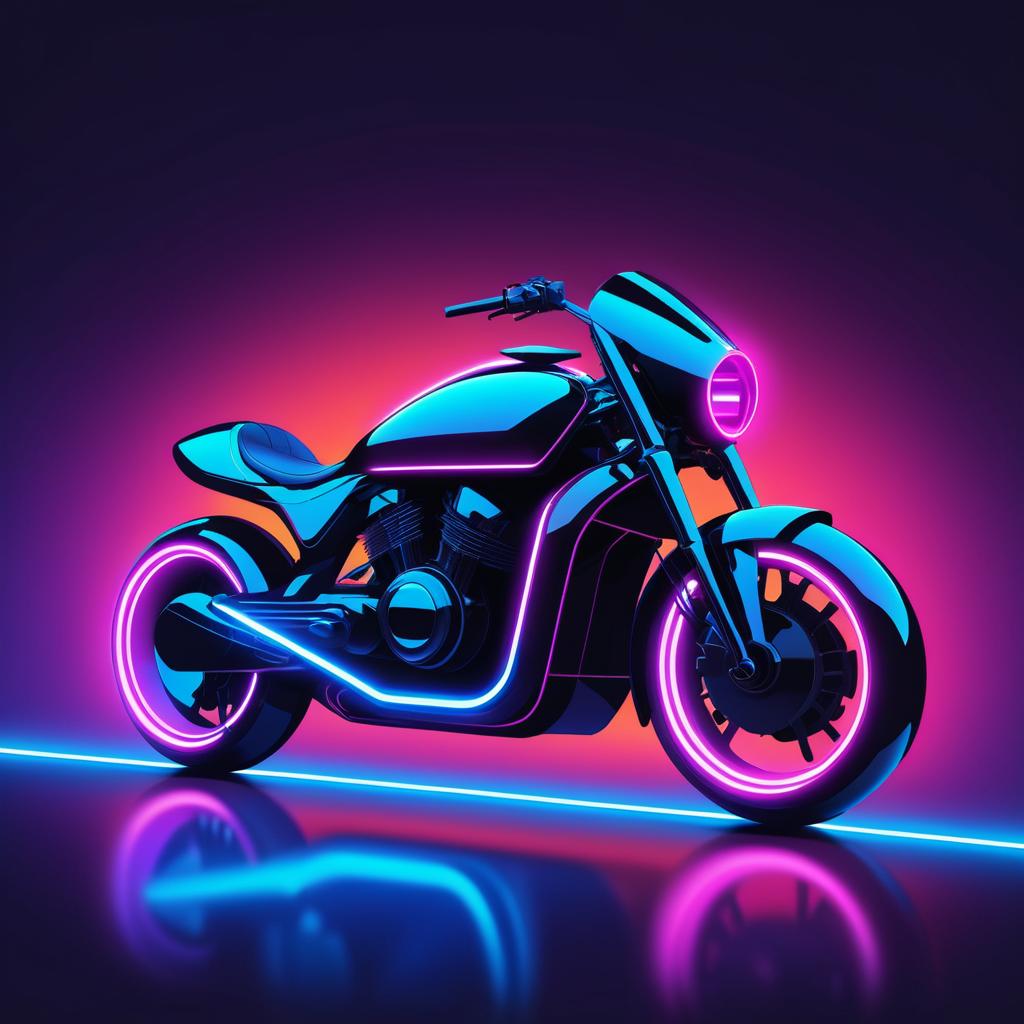 Futuristic Neon Motorcycle Vector Illustration