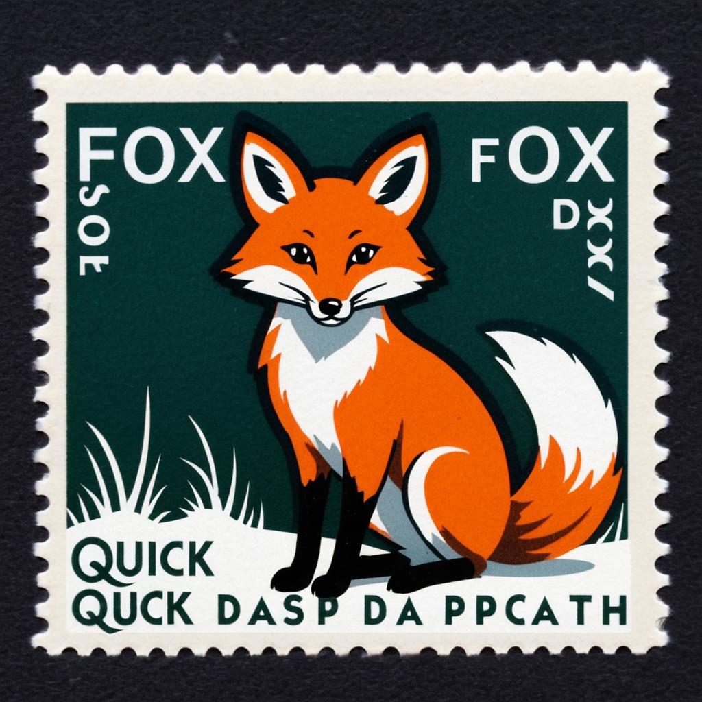 Sneaky Fox on Vintage Postage Stamp