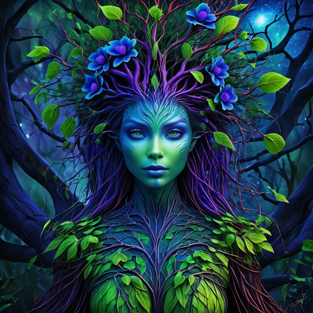 Mystical Green Tree Lady Portrait