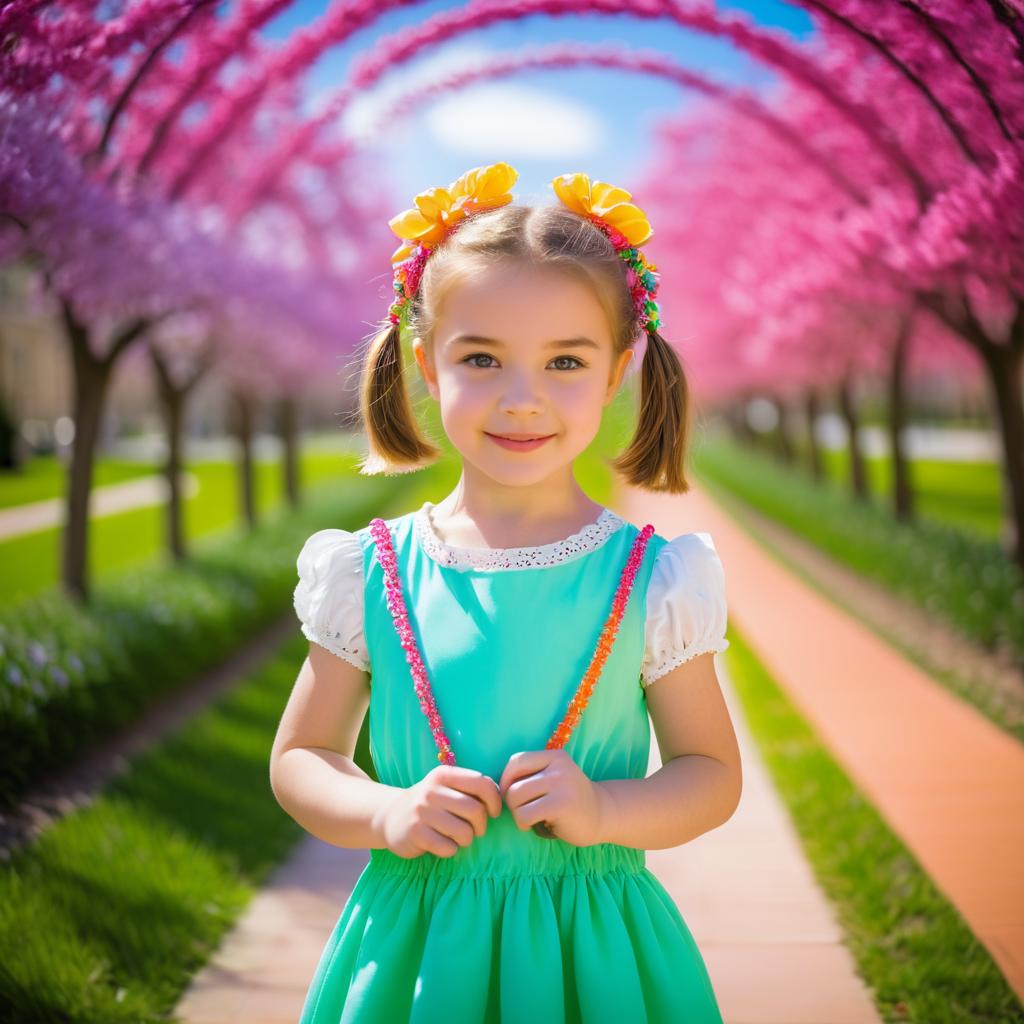 Playful Spring Portrait of a Young Girl