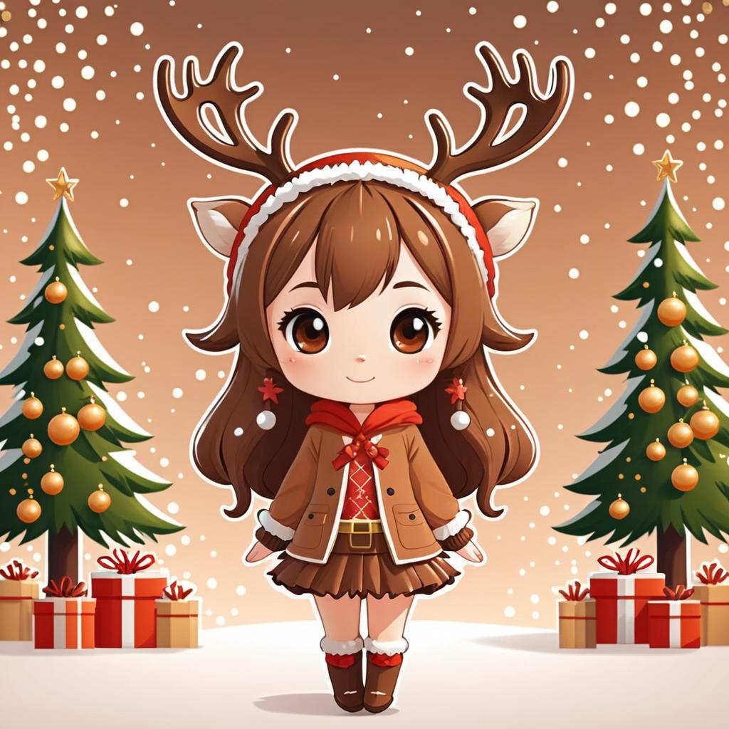 Chibi Reindeer Girl for Holiday Cheer