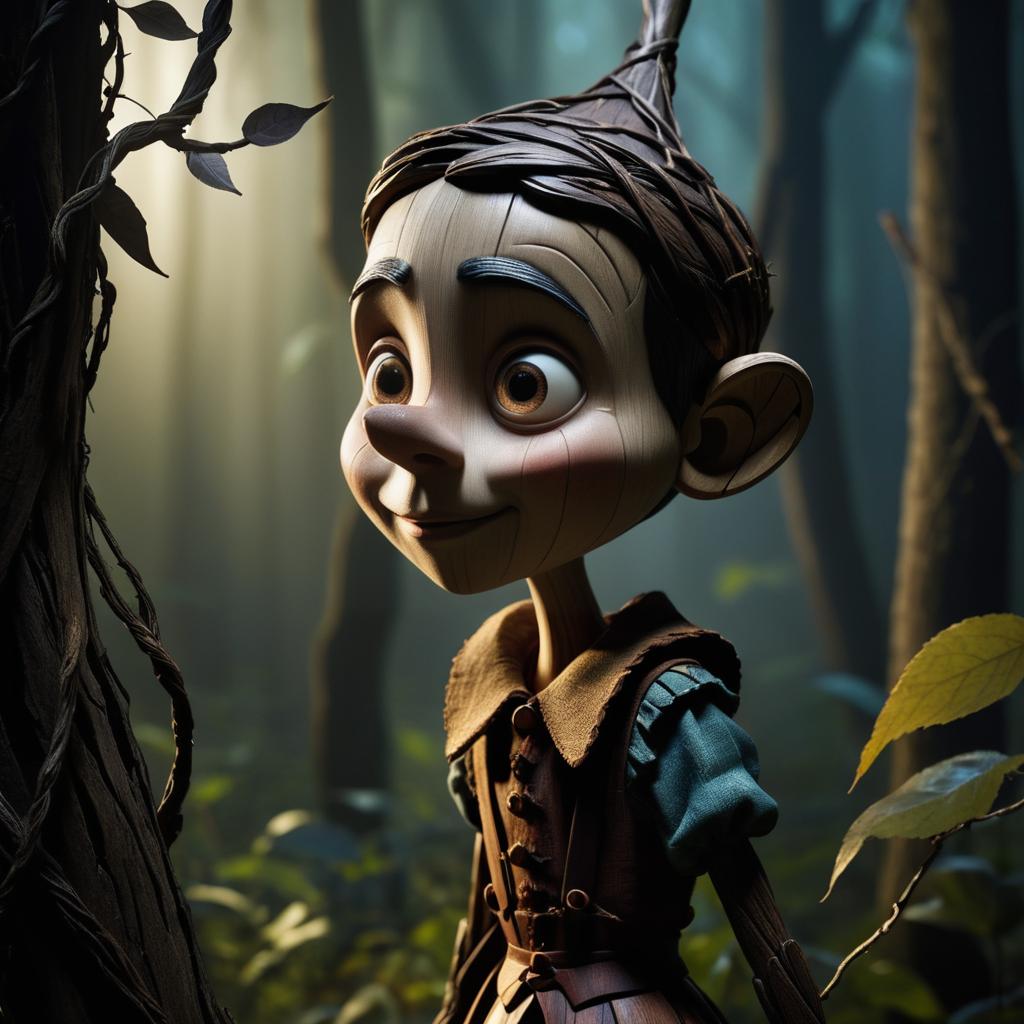 Dark and Twisted Pinocchio in Forest