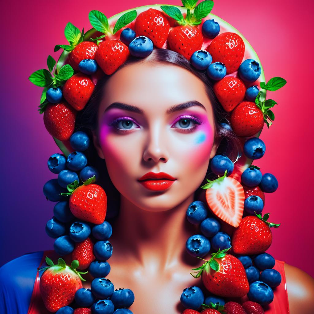 Vibrant Fruit-Inspired Female Portrait