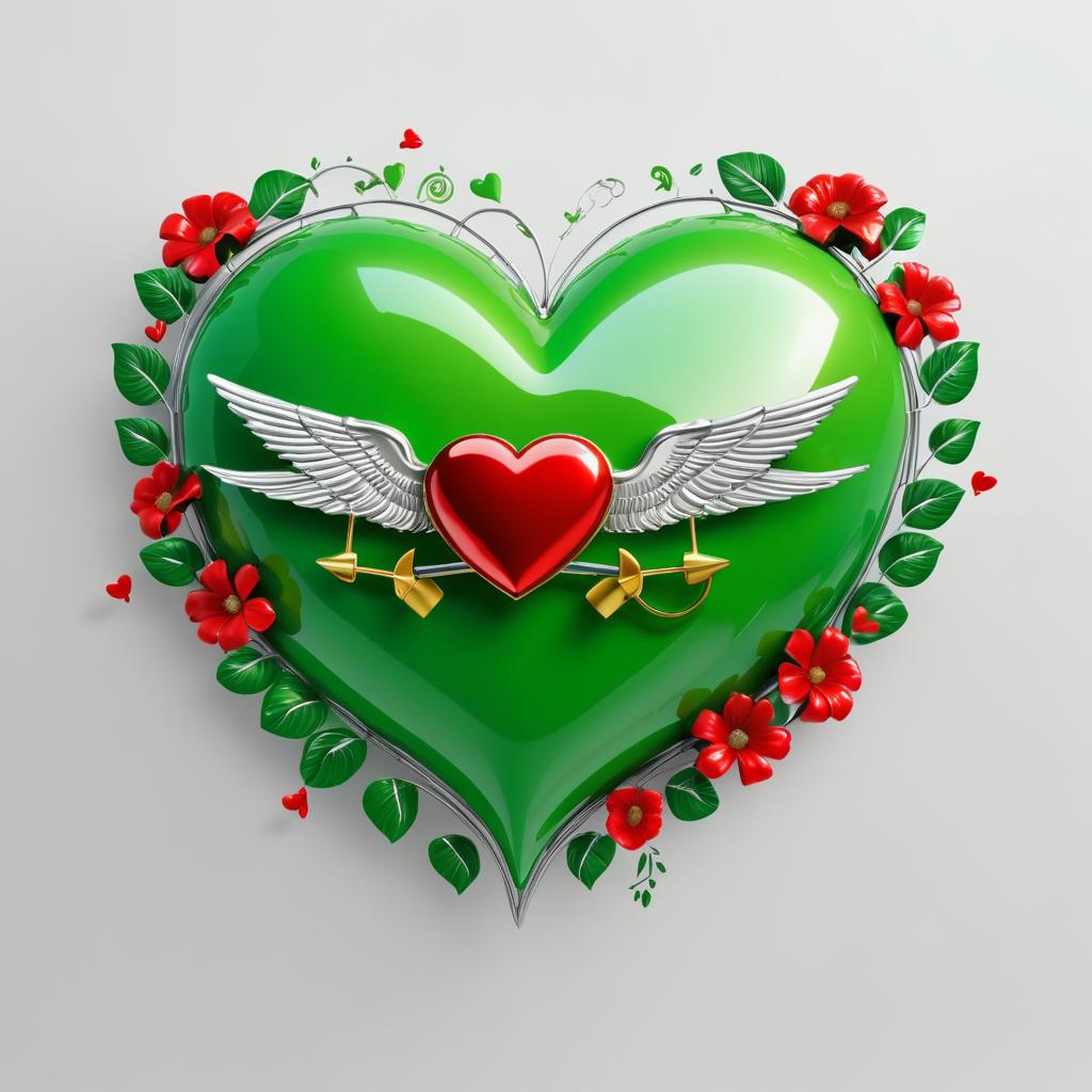 Heart Symbol with Flowers and Airplane