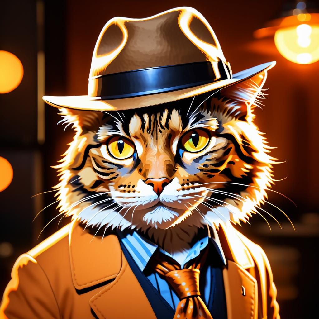 Tabby Cat Detective in Cinematic Style