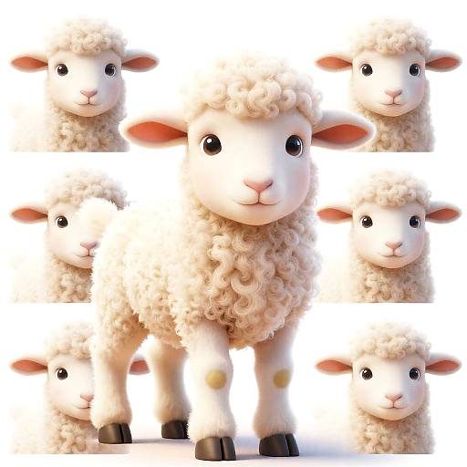 Charming Woolly Lamb Character Portrait