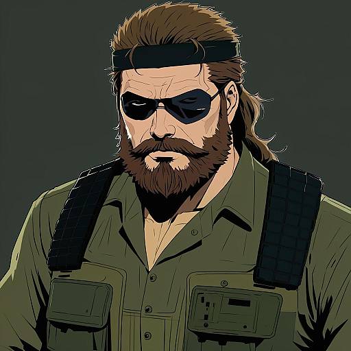 Illustration of Big boss, metal gear (series) in the style of Satou kuuki