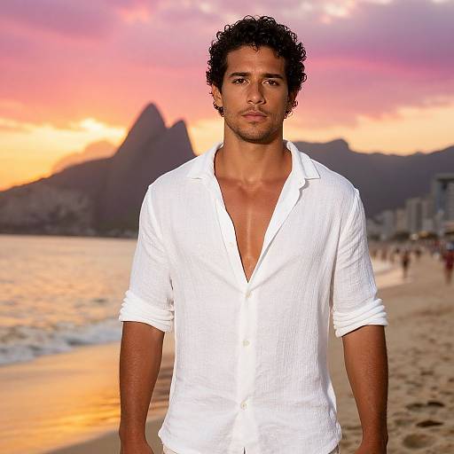Handsome Brazilian Man on Rio Beach