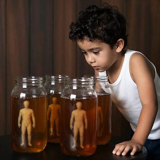 Curious Boy with Mysterious Jars