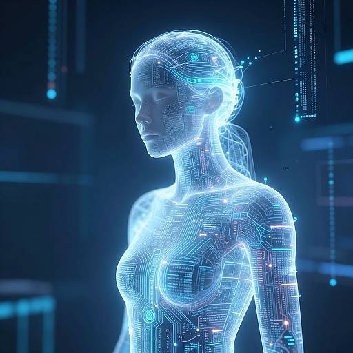 Ethereal AI Emerging from Digital Matrix