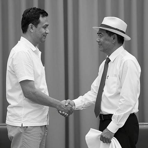 Black and White Handshake Photograph Scene