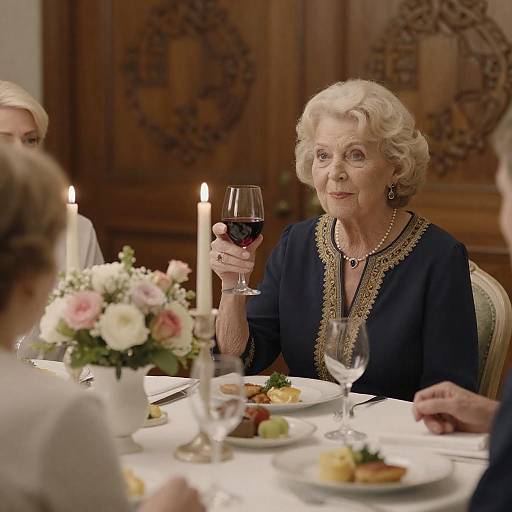 Elegant Dining Scene with Focused Woman