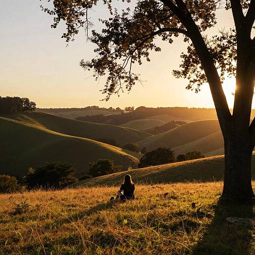 Serene Sunset Landscape with Lone Figure