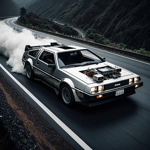 DeLorean Drift on Mountain Road