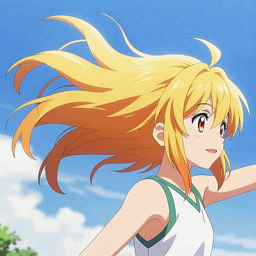 Vibrant Anime Ponytail Hairstyle